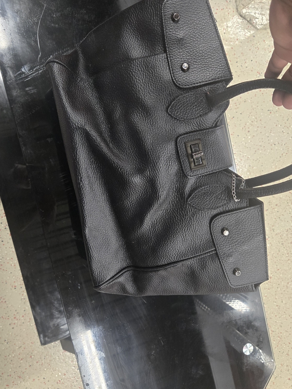 Anna Luchinni Black Leather Tote Bag for Men - Sleek Everyday Carry